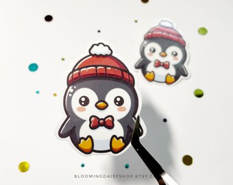 Penguin Stickers-Cute Penguin girl sticker-fun stickers-Floral sticker-reading sticker-Eid gifts-Ramadan Sticker gift-kids gift