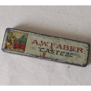A. W. Faber-Castell, Bleistift-Fabrik A.G. Brand Vintage Pencil Tin, Hinged-Metal Storage Tin