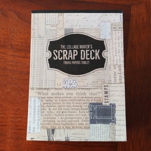 Tablet Scrap Deck da 100 pagine, pagine originali di libri d'epoca trovati, libro mastro, scrittura a mano, tablet imbottito, colori neutri, nessuna copia, nessun digitale