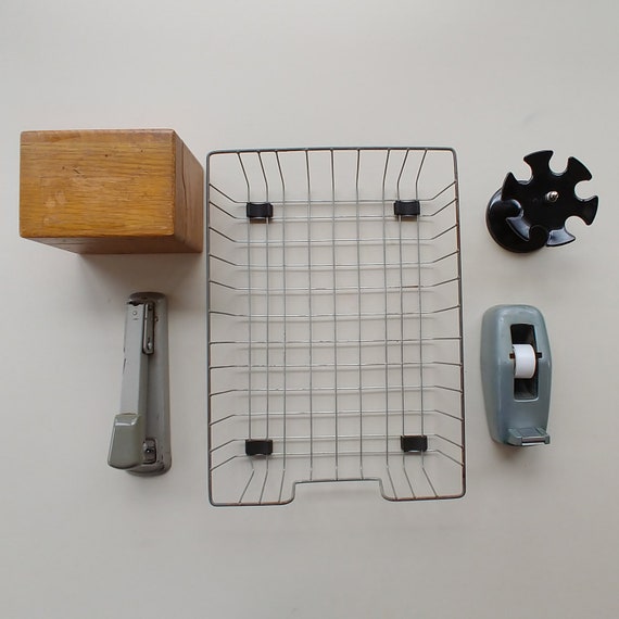 Retro Desk Set 2 Desktop Accessories Stapler Tape Etsy