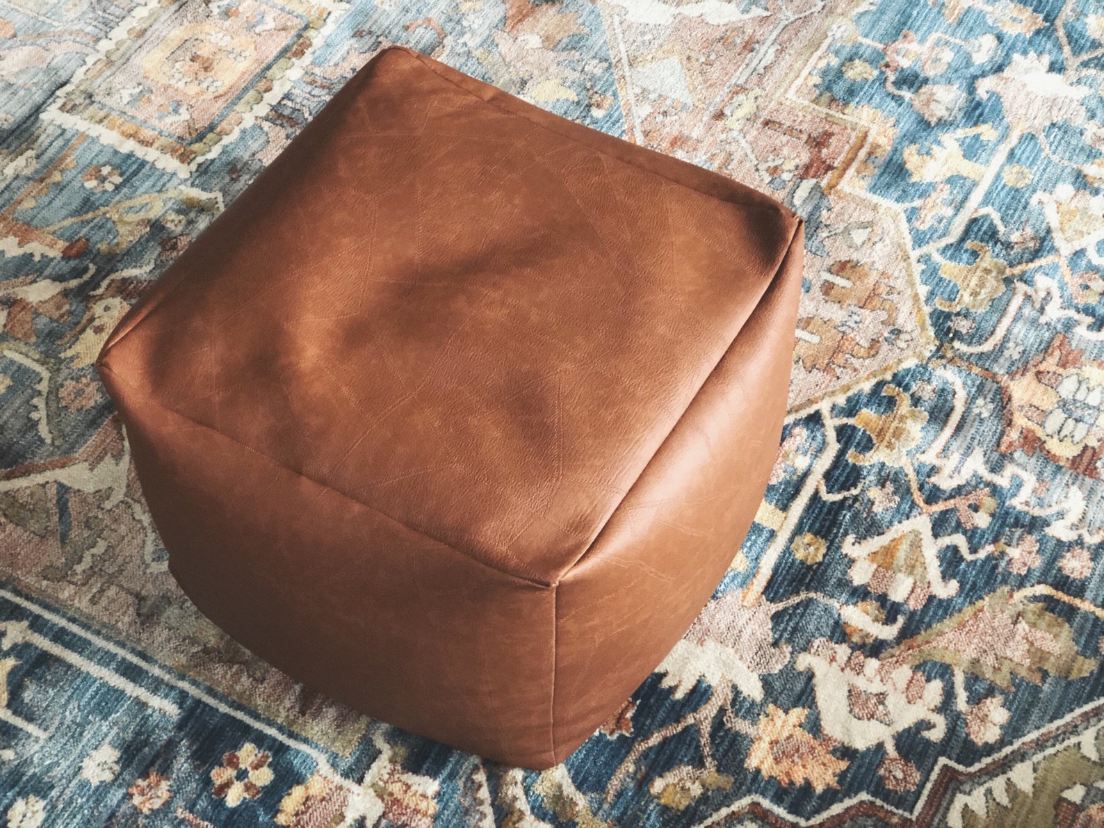 Faux Leather POUF Etsy
