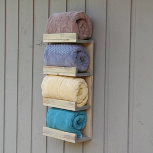 4 Tier Bath Storage, Bathroom Towel Rack, Everyday Towel Rack, Floating Shelf, Hotel Style, Rustic bathroom towel rack, Bathroom shelf