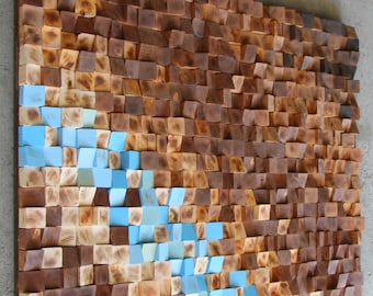 Large Reclaimed Wood wall Art, Woodburning Wood mosaic, Geometric art, Wood wall art , Rustic Wood wall Art, Wood wall sculpture Abstract