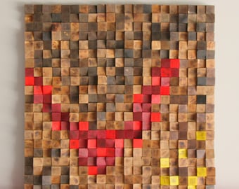 36 x 120 inch large Rustic Wood wall Art, Wood wall sculpture Abstract wood art, Woodburning Reclaimed Wood wall Art, Wood mosaic