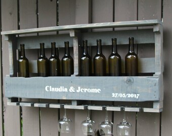 Personalized and customized  Wedding Gif , handmade pallet wine rack - 8-9 bottles,  wine rack