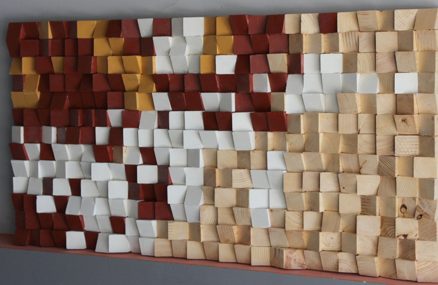 Geometric Reclaimed Wood Wall Art, Rustic Wood Mosaic, Wood Wall Art