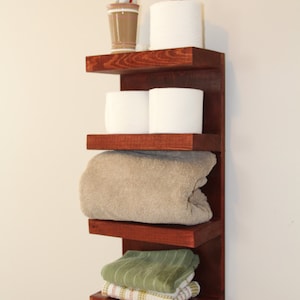 4 Tier Bath Storage, Bathroom Towel Rack, Bath Storage, Everyday Towel Rack, Floating Shelf, Hotel Style, Rustic bathroom towel rack