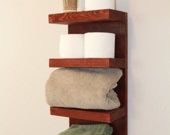 4 Tier Bath Storage, Bathroom Towel Rack, Bath Storage, Everyday Towel Rack, Floating Shelf, Hotel Style, Rustic bathroom towel rack