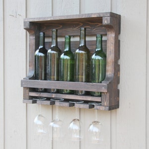 Wine Rack Shelf Wall Bar, Distressed Wine Rack, Housewarming Gift, Rustic Wine Rack, Wedding Gift, Gift for Her, Wedding Gift for Him