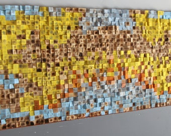 Large 36 x 96 inch Abstract wood art, Wood wall Art, Reclaimed Woodburning Wood wall Art, Wood mosaic, Wood wall art ,Wood wall sculpture