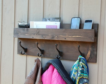 Mail Organizer, Entryway Storage, Cabin Style, Coat Rack, Farmhouse Rack with Mail Slot, Wood Decor, Mail Storage, Key Hooks Shelf Hooks