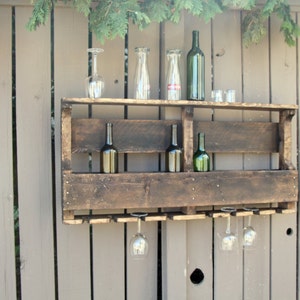 Housewarming Gift, Pallet Wine Rack, Wine Rack, Unique Wine Rack, Wedding Gift, Rustic Shelf, Wine Shelf, Wine, Wall Decor, Home Decor image 1