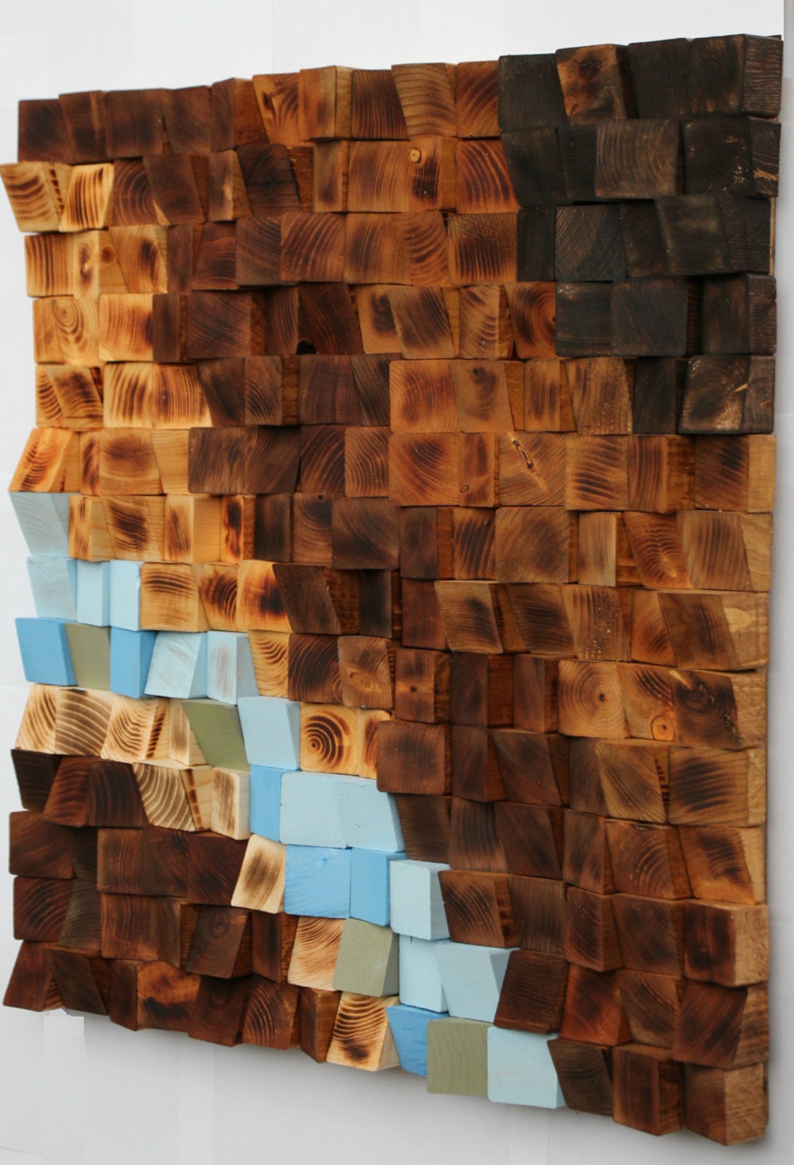 Woodburning Reclaimed Wood Wall Art Wood Mosaic Geometric Etsy Canada