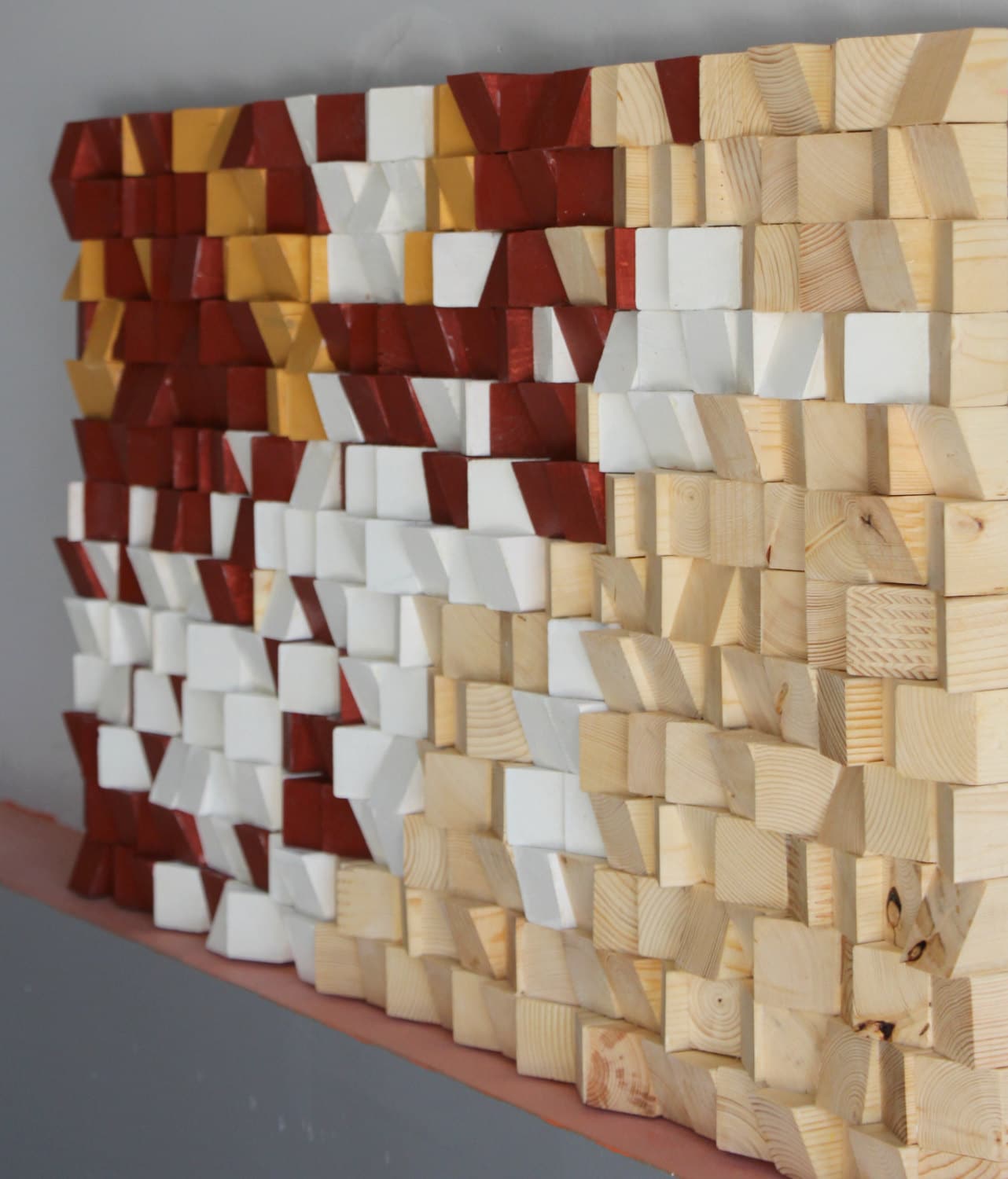 Geometric Reclaimed Wood Wall Art, Rustic Wood Mosaic, Wood Wall Art