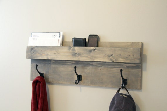 Entryway Storage, Cabin Style, Coat Rack, Mail Organizer, Farmhouse Rack with Mail Slot, Wood Decor, Mail Storage, Key Hooks Shelf Hooks