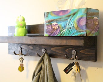 key holder for wall, Key holder shelf, Key organizer, wall organizer, entryway floating shelf, shelf with hooks, shelf, rustic shelf