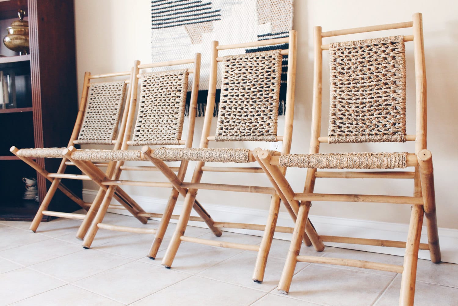 Foldable Bamboo Rope Woven Chairs Folding Bamboo Chairs Bamboo Woven Chairs Etsy