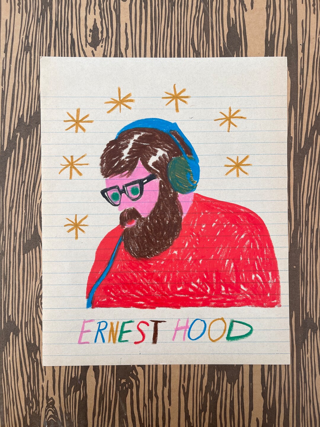 Portrait of Ernest Hood - Original Drawing - Etsy