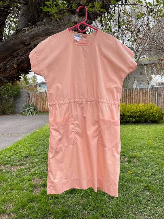 Cute Vintage Hospitex Pink Chore Dress with Pocket