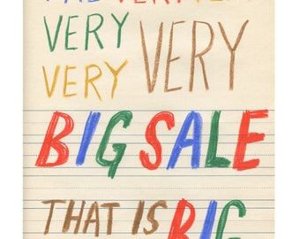 Big Sale For Sale Sign - original drawing