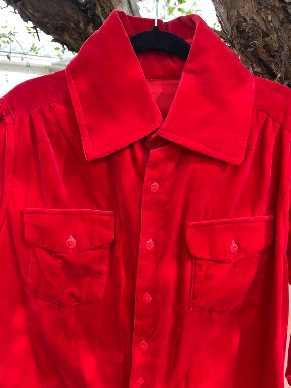 1960s Vibrant Red Velvet Jacket - XL or Maternity