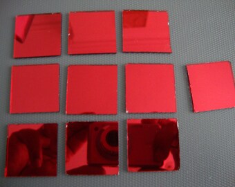 100 # Mosaic Red Mirror Tiles approx 5 x 5 mm.