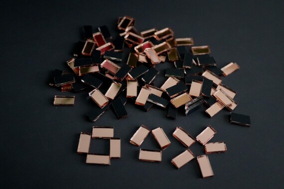 2 mm thick. 6400 pieces Mosaic Rose Gold Glass Mirror 1 x 1 cm 