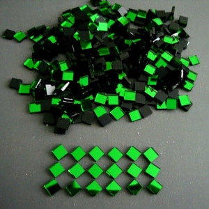 500 pieces Mosaic GREEN mirror approx 5 x 5 mm, 1.6 mm thick.