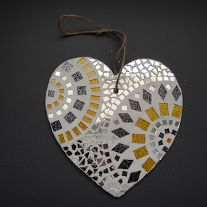 Mosaic wall hanging Heart shaped 15 cm, Arts & Craft.