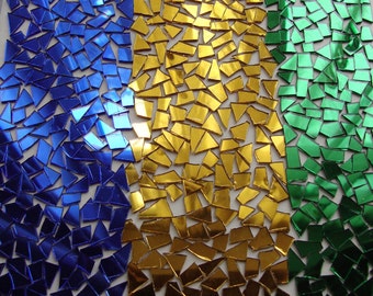 600 Stück Mosaik KLEINE Ausschnitte Mix 3 Farben Spiegelglas, 1,6 mm stark