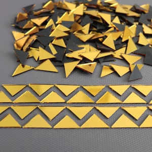 Mosaic  Gold Mirror Glass Tiles for Art & Craft, Triangular 1.5 x 1.5 x 2 cm, 300 pcs