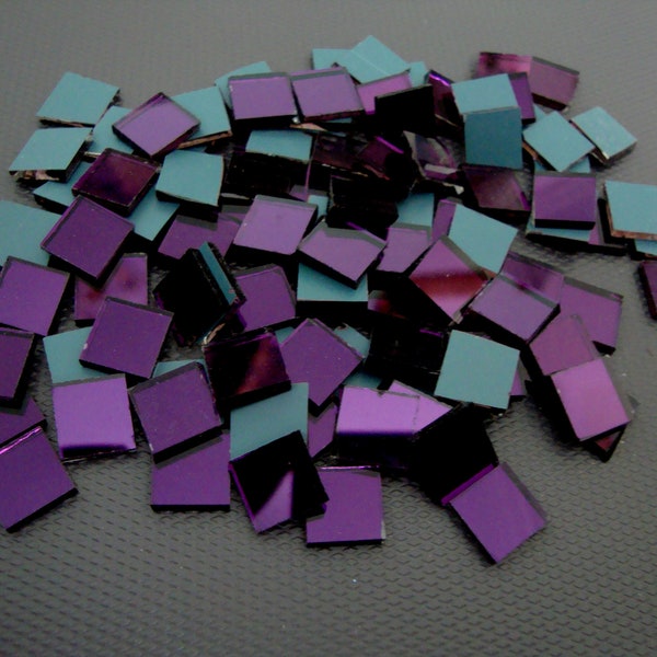 300 pcs, Mosaic Purple Mirror Glass Tiles for Art & Craft, 1 x 1 cm. 2mm thick