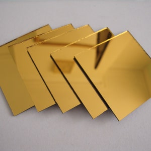 Mosaic Gold Mirror Tiles (Approx 5 x 5 cm) 1.8 mm thick, 10  pcs