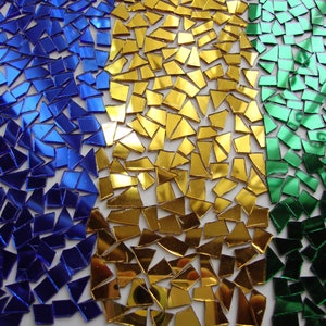 500 pieces Mosaic SMALL off cuts Mix 3 colours mirror glass, 1.6 mm thick
