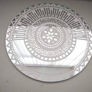 Mosaic Art Silver mirror glass, wall hanging, 35 cm diameter.