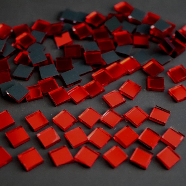 500 # Mosaic Quality Red Mirror Tiles (Approx 0.5 x 0.5 cm) 2 mm thick.