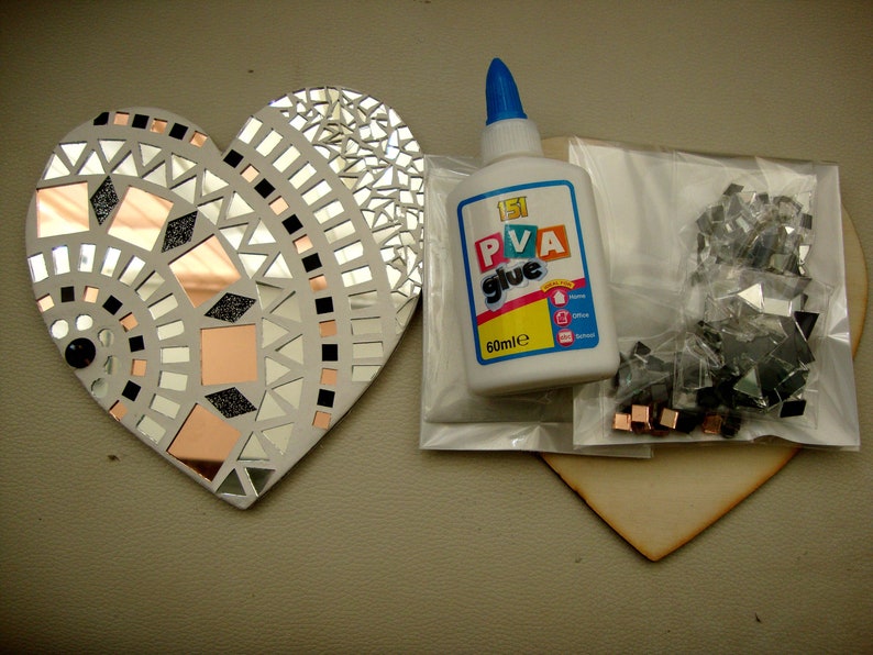 Mosaic Full Kit Heart Shaped 15 Cm, Arts & Craft With Instructions. - Etsy