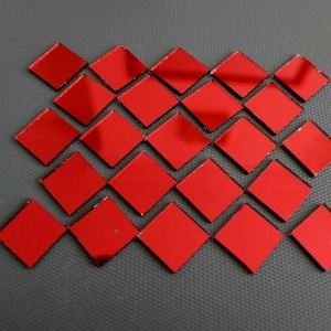 100 pieces  Mosaic Red Mirror Glass Tiles Art & Craft 2 x 2 cm,