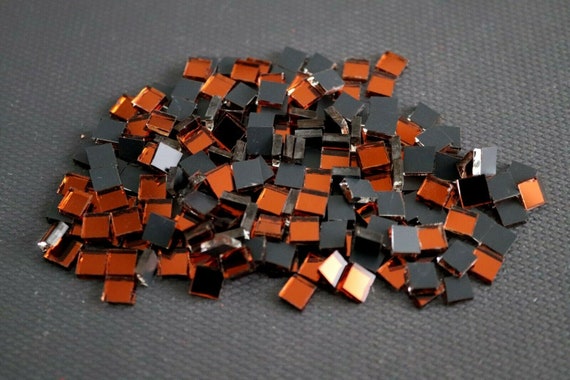 500 Mosaic Quality Red Mirror Tiles approx 0.5 X 0.5 Cm 2 Mm Thick. 