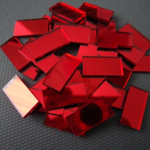 200 # Mosaic Red mirror glass approx 1 x 2 cm, 2 mm thick, High Quality mirror