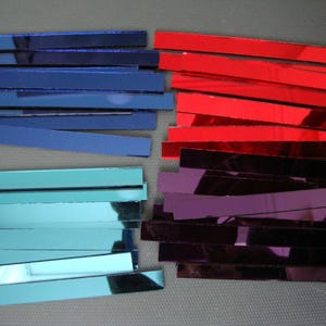 Mosaic Mix color mirror glass strips approx 1 x 10 cm, 40 pieces