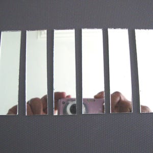 20 pieces, Silver Glass Mirror Tiles, 2 x 8 cm, 2 mm thick. Art&Craft,