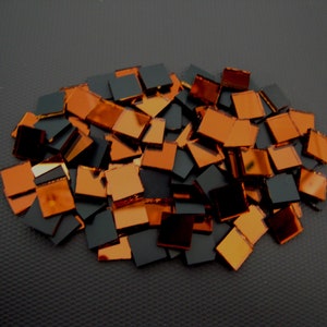 300 Pcs, Mosaic Burnt Orange Mirror Glass Tiles for Art & Craft, 1 X 1 Cm.  