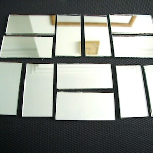 40 pieces, Silver Glass Mirror Tiles, 4 x 2 cm, 2 mm thick. Art&Craft,