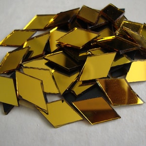 Mosaic Diamond Shaped Gold mirror glass tiles, 1 x 2 cm,  100 pcs