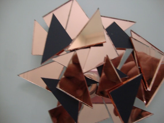 Mosaic Rose Gold Mirror Glass Triangular Approx 3 X 3 X 4.5 Cm