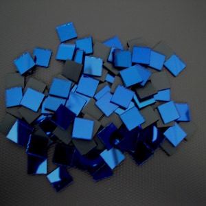 Mosaic Royal Blue mirror Glass 300 pieces for Art & Craft, approx 1 x 1 cm, 1.6 mm thick, disco ball mirror.