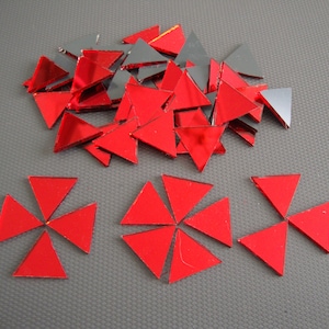 Mosaic Red Mirror Glass Triangular 2 x 2 x 2 cm,  200 pcs, 2 mm thick