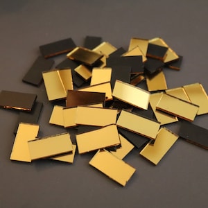 150 # Mosaic Gold mirror glass approx 1x2 cm, 1.6 mm thick, High Quality mirror