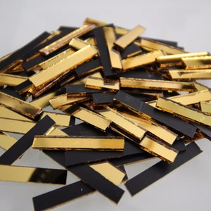 Mosaic Gold Mirror Glass strips, Art & Craft, 5 x 0.5 cm, 1.6 mm, 200 pcs